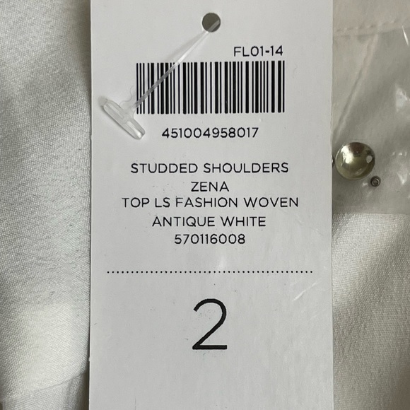 Chico’s Studded Antique White Blouse Size 2 = L / 12 - Picture 8 of 12